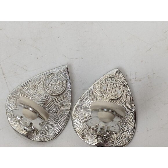 Vintage Givenchy Bijoux Silvertone Leaf Clip On Earrings - Picture 8 of 13